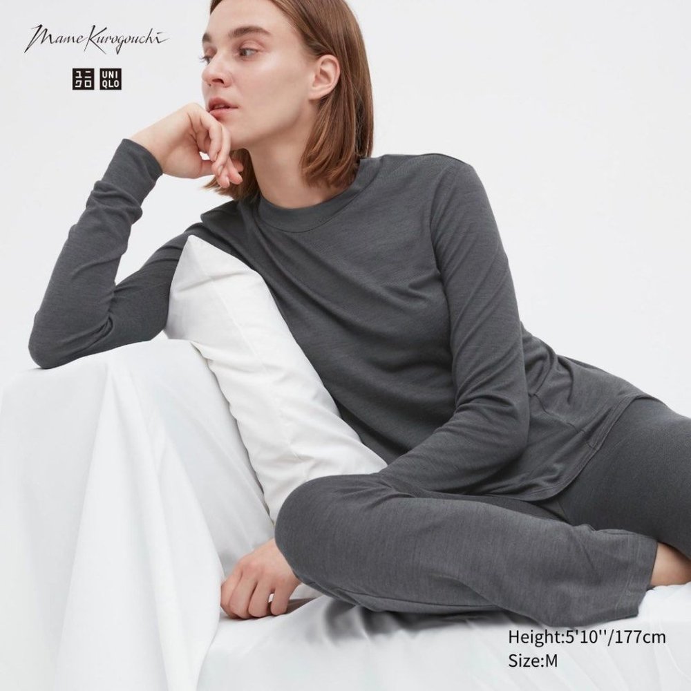 Uniqlo x Mame Kurogouci HEATTECH Wool Blend Crew Neck Long-Sleeve T-Shirt